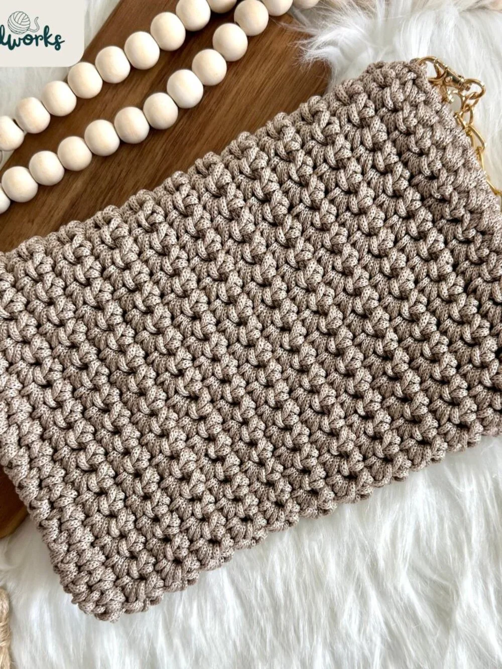 Tan Designer Elysia Handmade Crochet Handbag